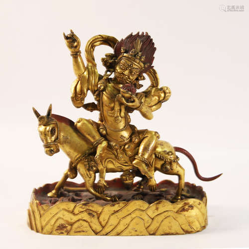 A Gilt Bronze Figure of Palden Lhamo