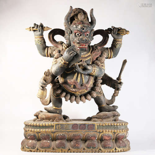 A Painted Wood Figure of Yamantaka