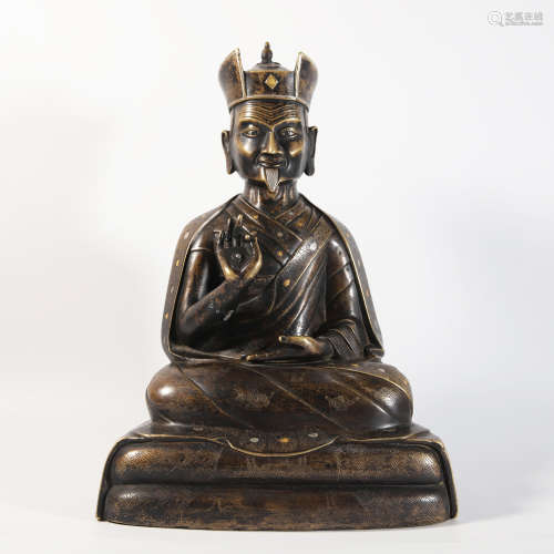 A Silver Inlaying Copper Alloy Figure of Buddha