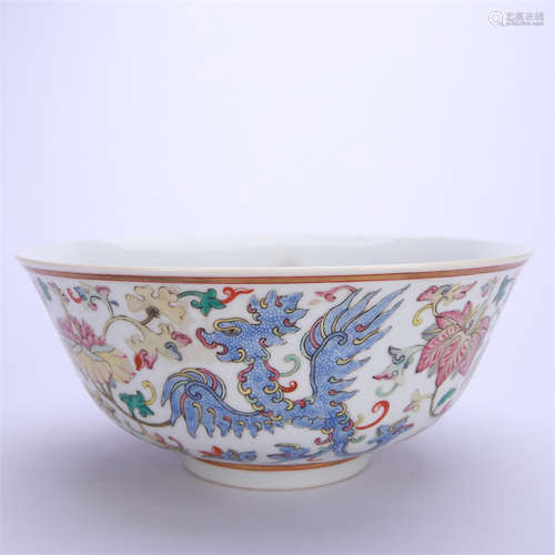 A Famille Rose Phoenix Bowl