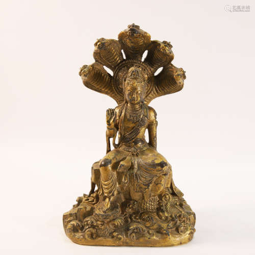 A Gilt Bronze Figure of Guanyin