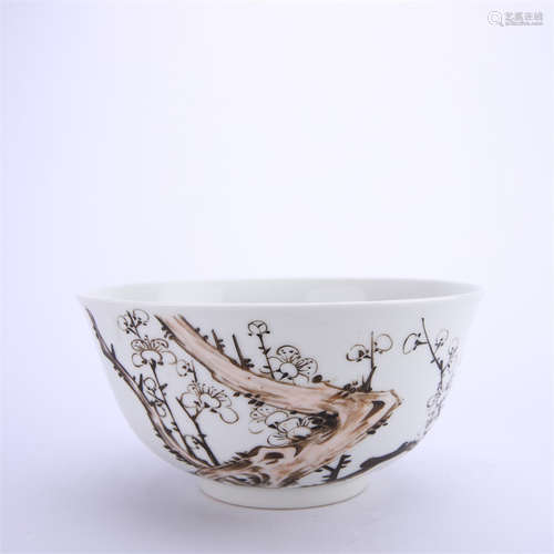 A Grisaille Plum Blossom Bowl