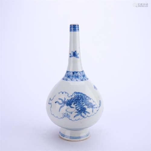 A Blue and White Flower Bottle Vase