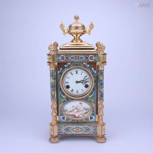 A Cloisonne Enamel Western Figure Mantel Clock