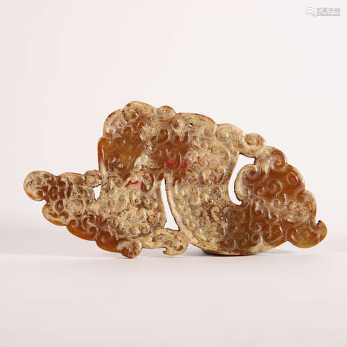 A Carved Hetian Jade Dragon-Shape Pendant