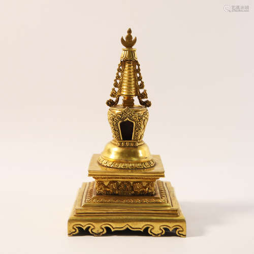 A Gilt Bronze Pagoda