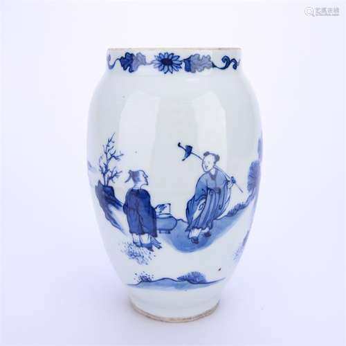 A Blue and White Figure Jar