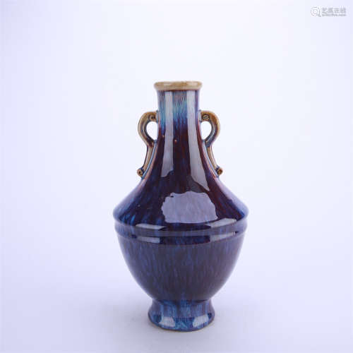 A Flambe-Glaze Double Cloud-Eared Vase