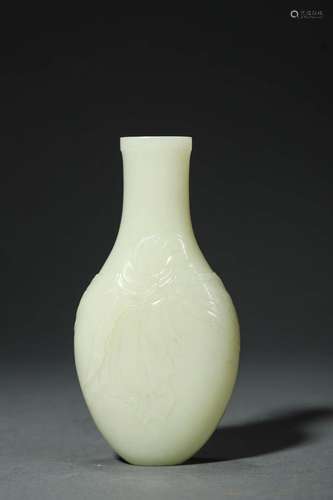 QianLong, A Carved White Jade Vase