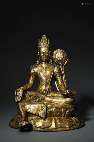 11th C. Chinese Gilt Bronze Seated Buddha Statue