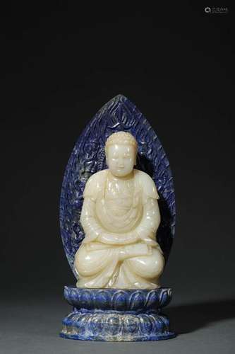 Qing QianLong, Carved Jade Seated Shakyamuni Buddha