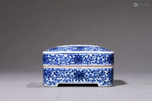 Qing Dynasty: Blue and White Poem Porcelain Ink Box