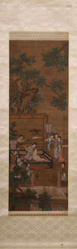 Qiu Ying mark: A Chinese Painting on Silk depicting