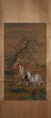 Lang Shining mark: A Chinese Painting on Silk of a