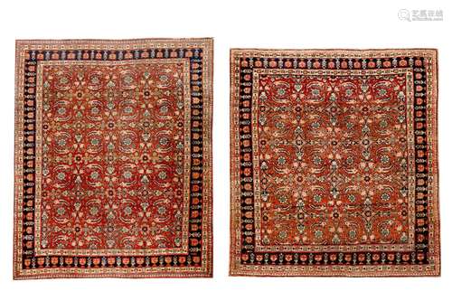 A NEAR PAIR OF ANTIQUE TABRIZ RUGS, NORTH-WEST PERSIA