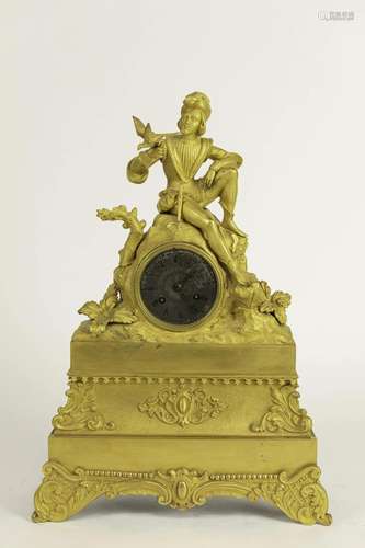 MAGNIFICENT GILT BRONZE MANTEL CLOCK