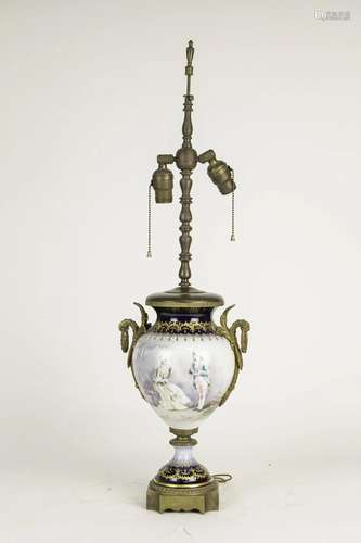 FRENCH SEVRES PORCELAIN VASE MOUNTED AS LAMP