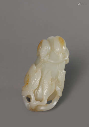 A Carved Jade Melon Ornament