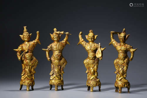 A Set of Four Gilt Bronze Figures of Kings