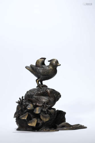 A Bronze Mandarin Ducks Ornament