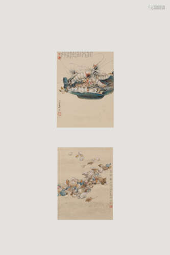 A Chinese Painting Paper Scroll, Zheng Naiguang Mark