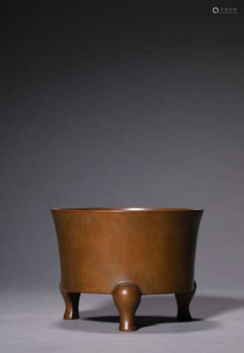 A Bronze Elephant-Leg Tripod Censer