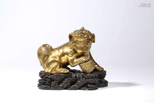 A Gilt Bronze Mythical Beast Ornament