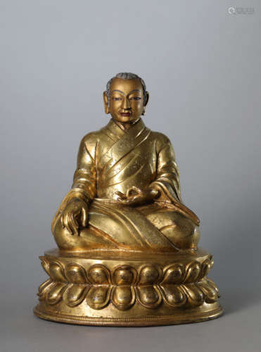 A Gilt Bronze Figure of Guru