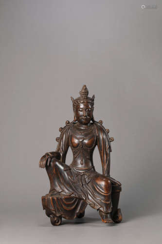 A Carved Jia’Nan Wood Guanyin Statue