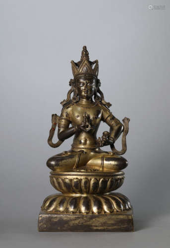 A Silver Inlaid Bronze Figure of Vajrasattva, Pala Dynasty