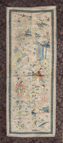 An Embroidered Kesi Figure Panel