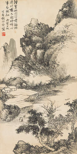 胡佩衡 丙寅（1926） 山林雨过 水墨纸本 镜框