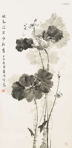 霍春阳 甲午（2004） 风动荷花水殿香 设色纸本 镜框