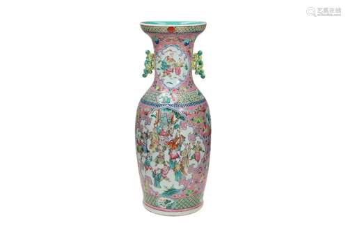 A famille rose porcelain vase, decorated with flowers and re...