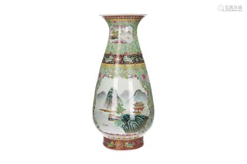 A polychrome porcelain vase, decorated with flowers and rese...