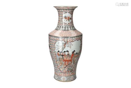 A polychrome porcelain vase, decorated with long Elizas and ...