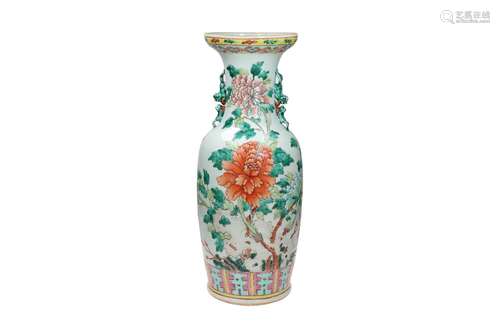 A polychrome porcelain vase, decorated with chrysanthemums. ...