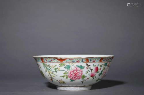 A Famille Rose Bat and Peach Bowl