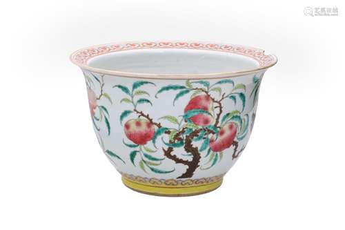 A polychrome porcelain cachepot, decorated with pomegranate ...