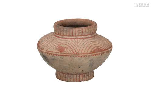 A Ban Chiang ceramic pot with a geometric decor and crabs. U...