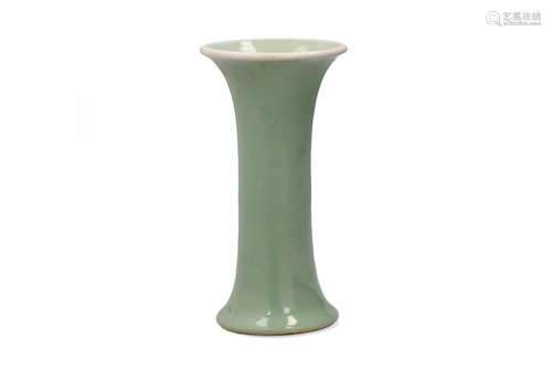 A celadon glazed porcelain vase. Marked with 6-character mar...