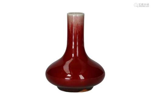 A copper red glazed porcelain bottle vase. Unmarked. China, ...