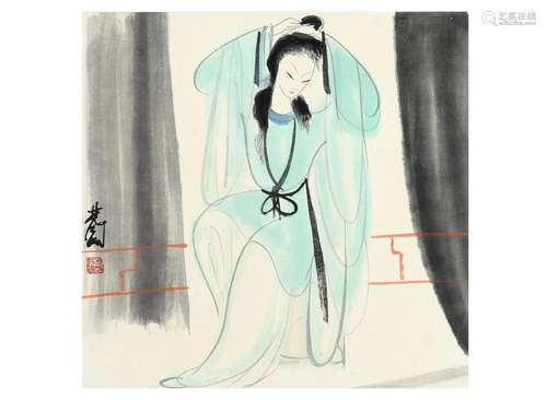 Lin Fengmian (1900-1991) 'Lady making her toilet',...