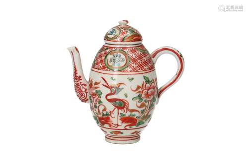 A polychrome porcelain teapot, decorated with flowers and, c...