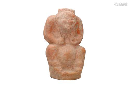 A Sichuan terracotta sculpture depicting an entertainer. Unm...