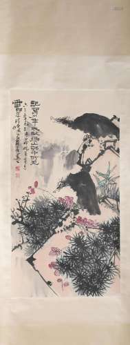 A Chinese Eagle Painting Paper Scroll, Pan Tianshou