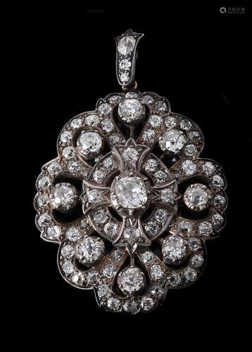 A LATE VICTORIAN DIAMOND CARTOUCHE BROOCH