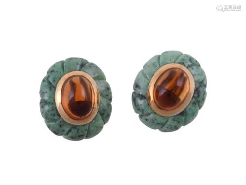 GRATIA SCOTT-OLDFIELD, A PAIR OF CITRINE AND ZOISITE EARRING...