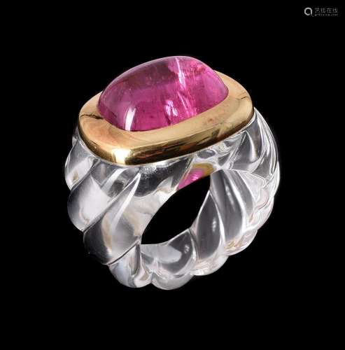 GRATIA SCOTT-OLDFIELD, A PINK TOURMALINE AND ROCK CRYSTAL DR...