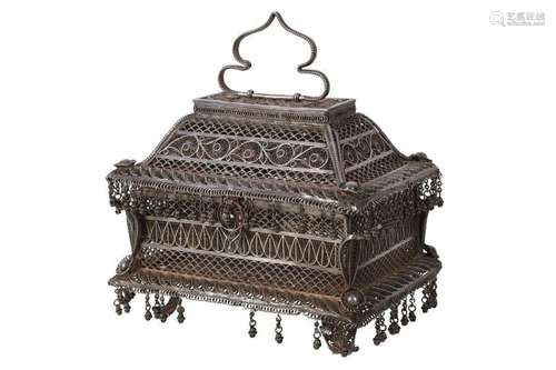 A LATE 19TH CENTURY OTTOMAN SILVER FILIGREE CASKET